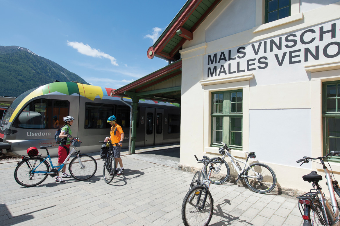 Train and bike in Mals, Malles (South Tyrol)