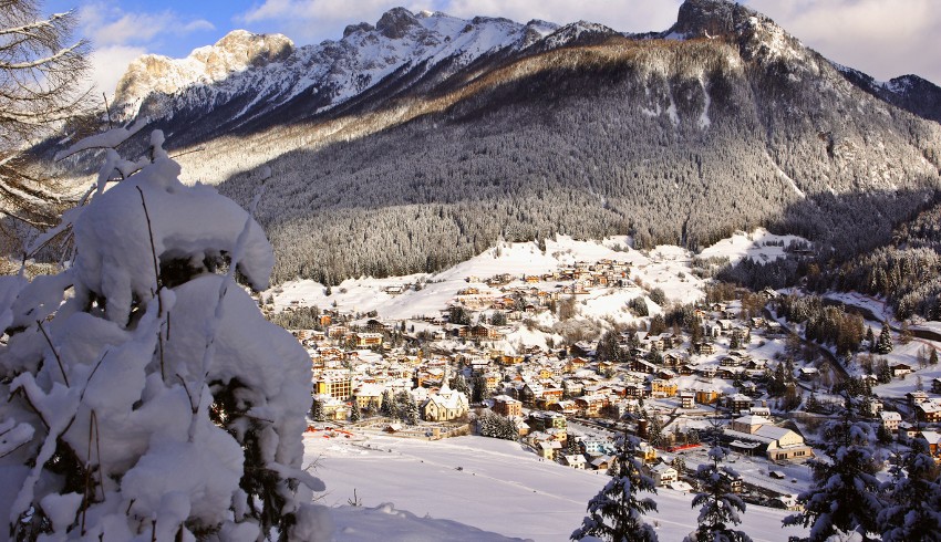 Moena and its mountains in winter, Trentino's Alpine Pearl (italy)