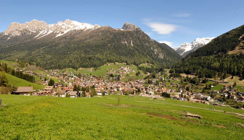 Moena in Summer, the unique landscape of the UNESCO Dolomites in the Alpine Pearl of Trentino (italy)