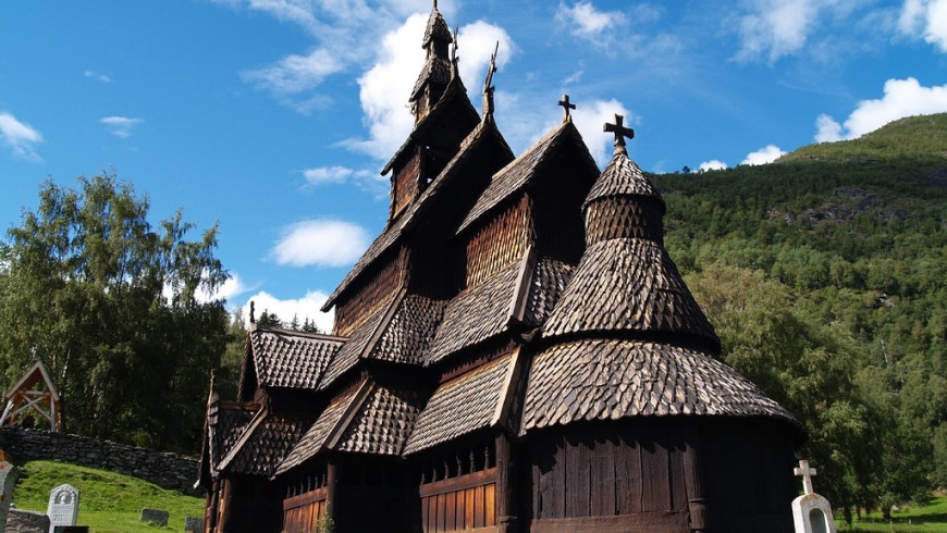 Lærdal, the best preserved wooden church in Norway