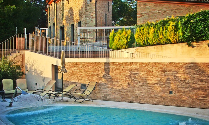 swimming pool at Casa Oliva, Albergo Diffuso in an ancient village in Marche region (Italy)
