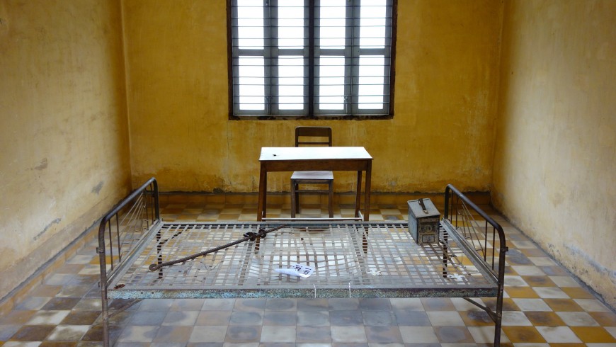 One of the rooms of torture in Tuol Sleng prison, Phon Penh, Cambodia