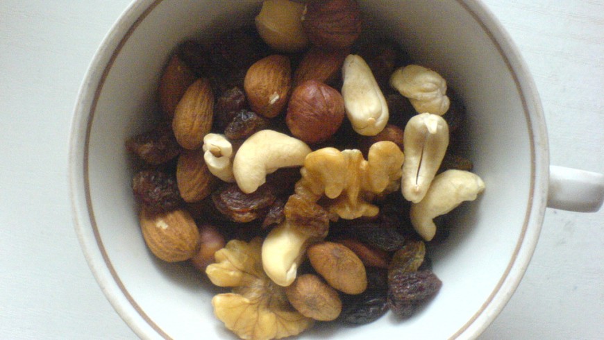 Nuts in mug healthy food