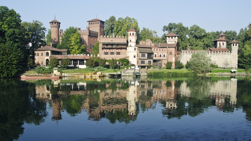 village with the fortress in the park of Valentino, realized as pavilion of the General Italian Exhibition of 1884