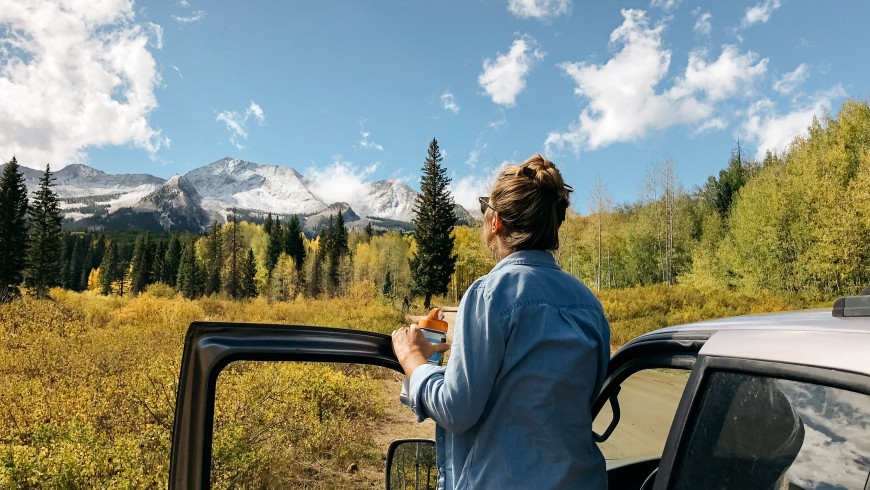 Electric car in a natural landscape