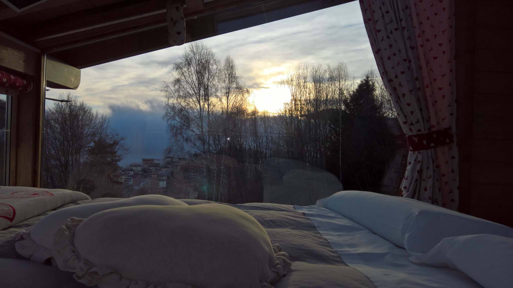 View of the landscape from the bed, cable car