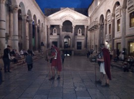 Diocletian's Palace by night, with Roman soldiers. Photo by S. Ombellini