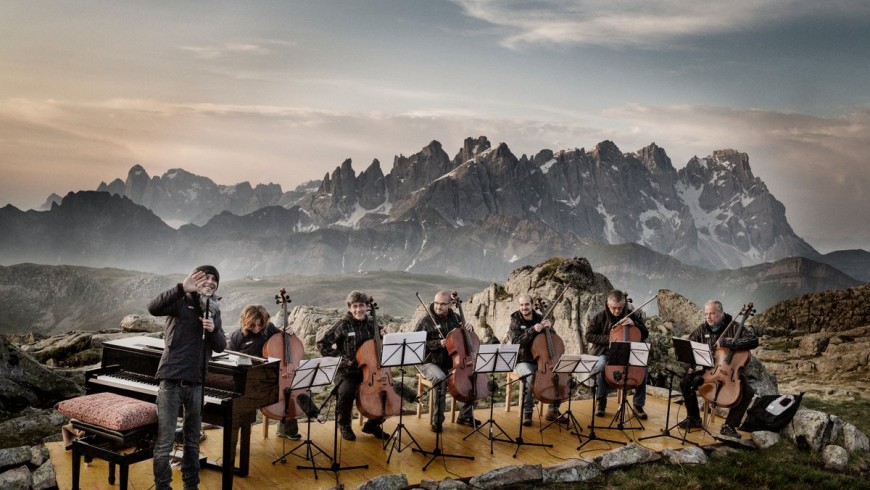 Orchestra playing on Brenta Dolomites