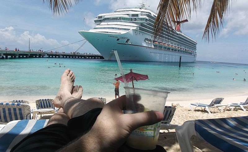 Cruise ships dock almost on the beach