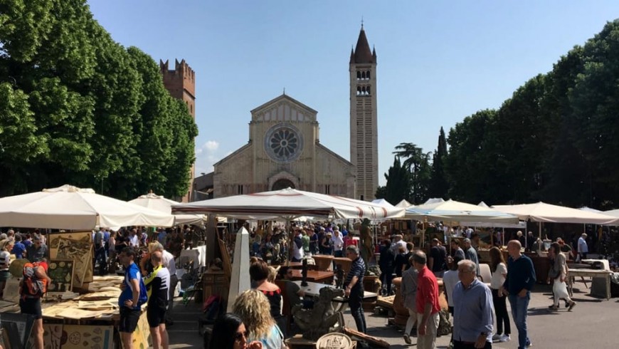 San Zeno and the flea market of Verona