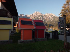 Small houses with solar panels for clean electricity