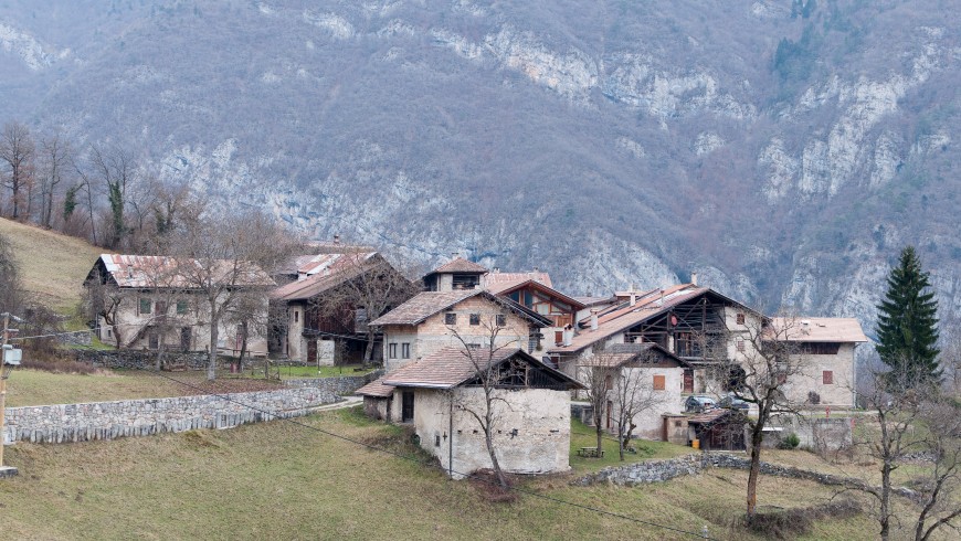 typical alipne village in the mountains