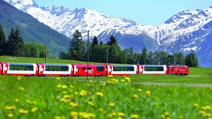 Train among mountains