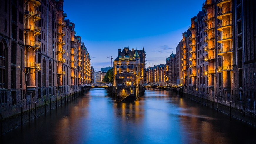 Hamburg by night. Hamburg is one of the most vegan cities in Europe