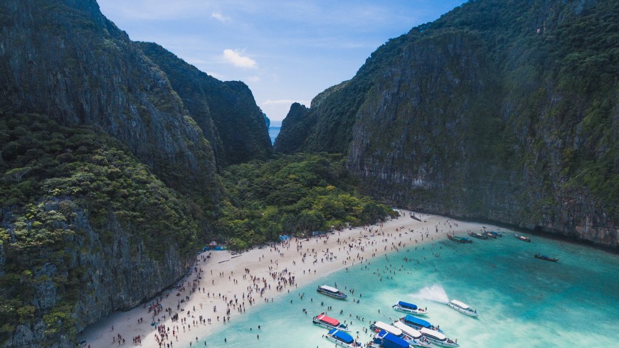 Maya Bay, one of the the islands of Pacific Oceans that are in danger