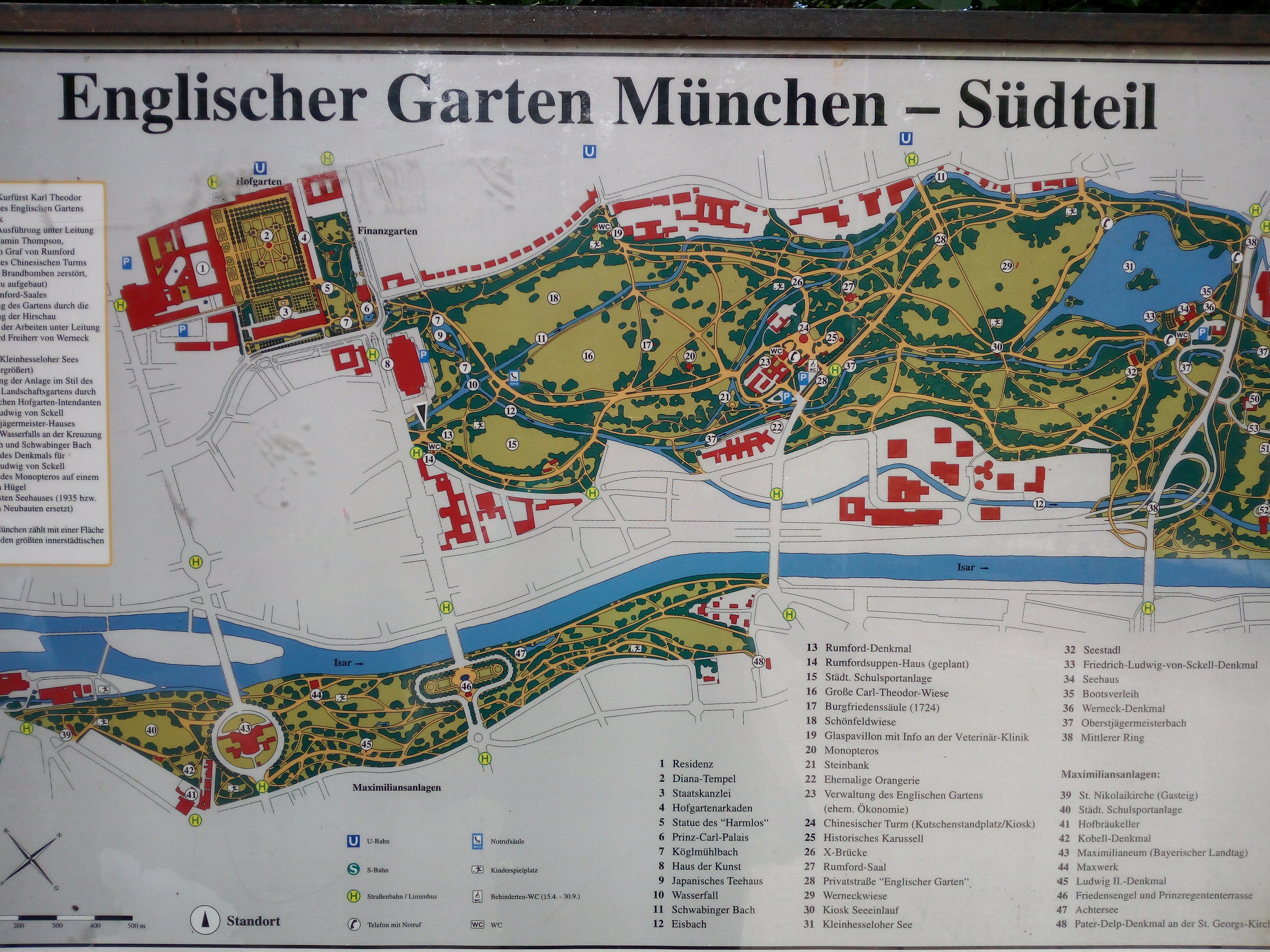 Map of the Englischer Garten in Munich