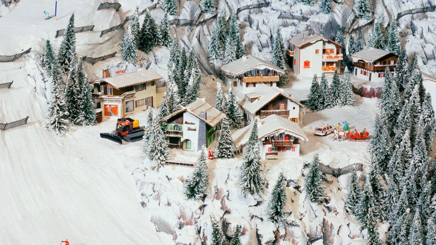 Snowy alpine landscape in Miniatur Wunderland