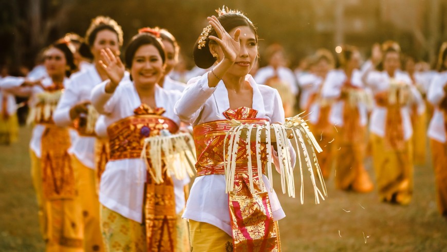 Women performing Balinese dance. 
