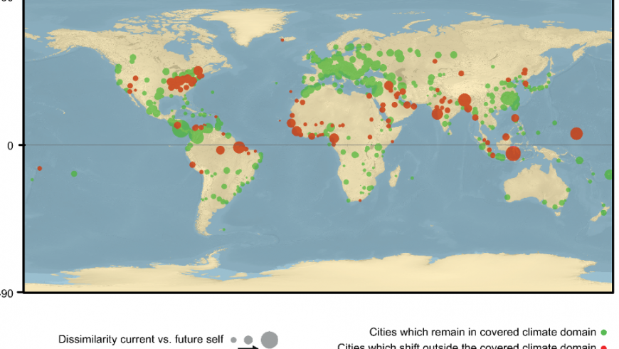 Map of the cities in danger because of climate change