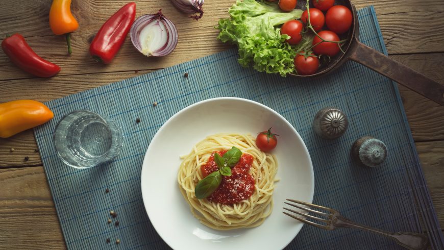 spaghetti, vegan main dish