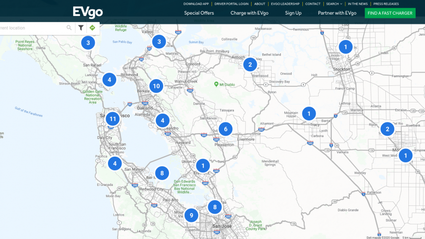 Electric Vehicle Charging Station Locations EVgo