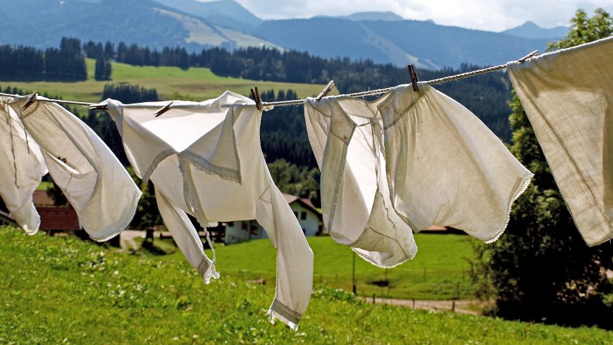Drying laundry.