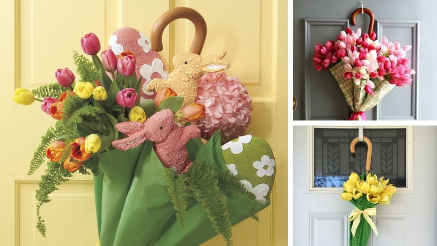 umbrella door wreath recycle easter ideas