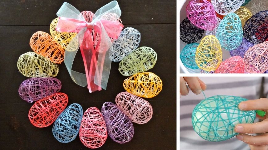 yarn eggs easter decorations