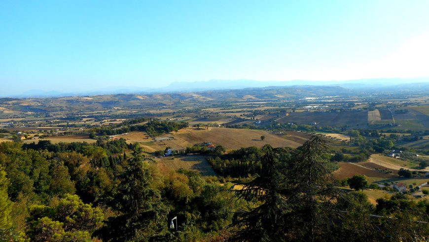 Panorama from the garden of the former monastery of Santo Stefano, on the top of the "Colle dell'Infinito" in Recanati