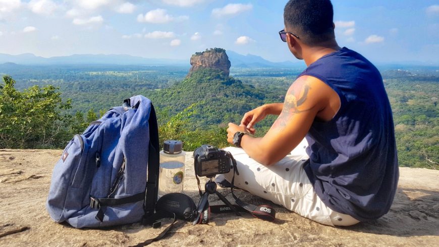 traveler with water bottle