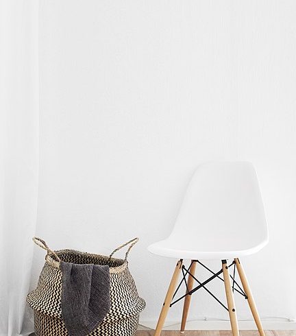 White chair and basket