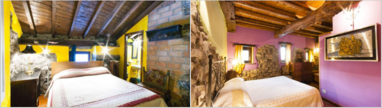 Traditional and colourful rooms 1 and 4 of Al Marnich Farmhouse