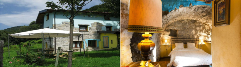 Romantic gazebo, on the outside of Al Marnich Farmhouse, and another room: the romantic room