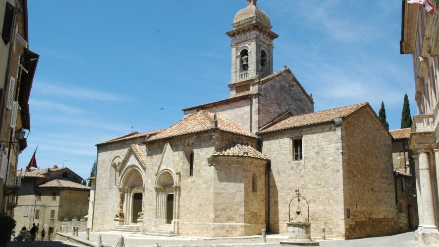 Collegiata of the Saints Quirico and Giuditta, withi Gothic and Baroque elements, in San Quirico d'Orcia