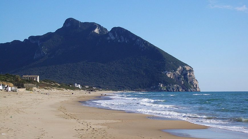 The Circeo Promontory seen from the Sabaudia beach