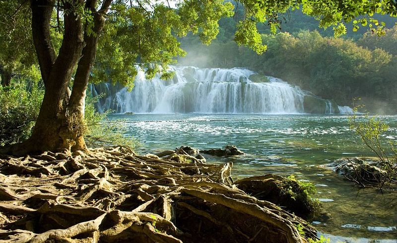 View of waterfalls in Krka National Park.