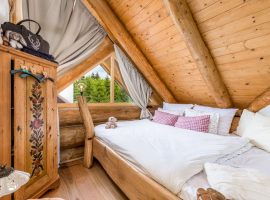 Handmade bedroom furniture in Divjake Log Home eco chalet in Croatia