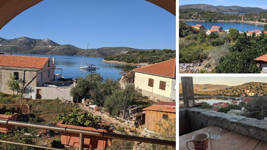 Different views of Rava island from a balcony 