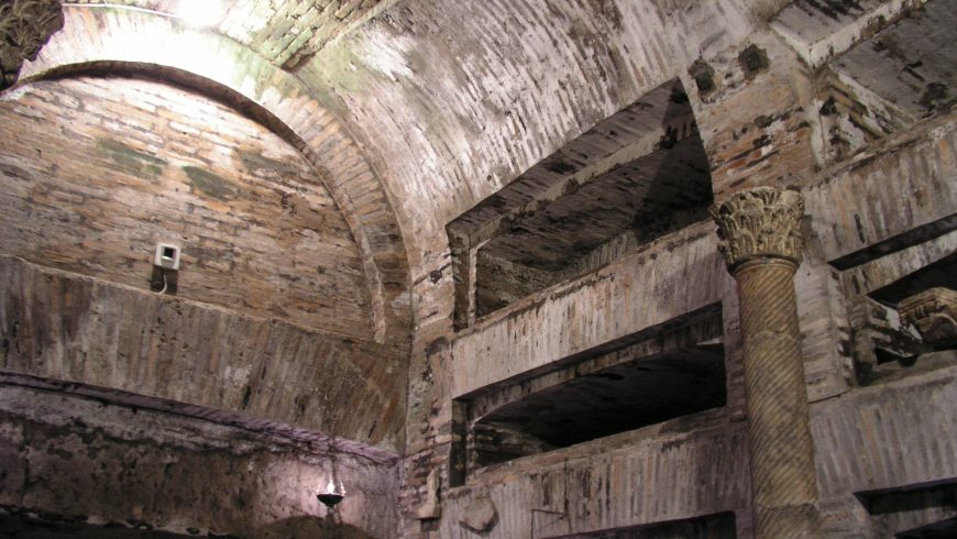 The inside of san callsito catacombs subterranean