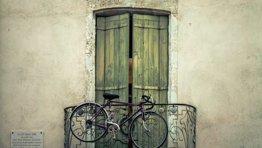 bike on a balcony in nimes, france