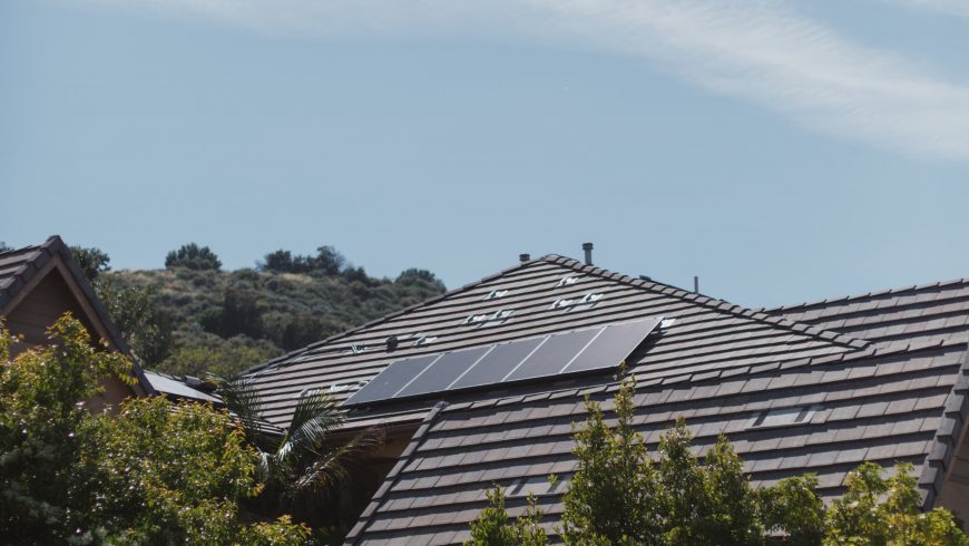 solar panels on the roof, eco-friendly residence