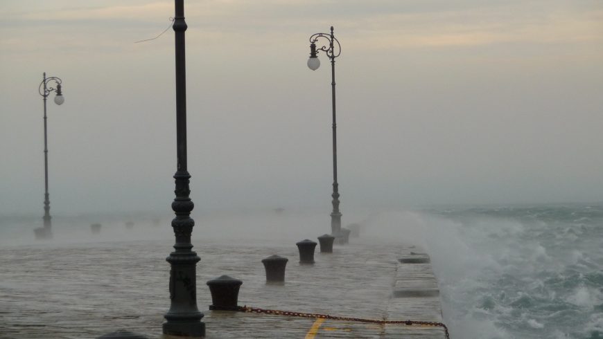 Bora on Molo Audace in Trieste