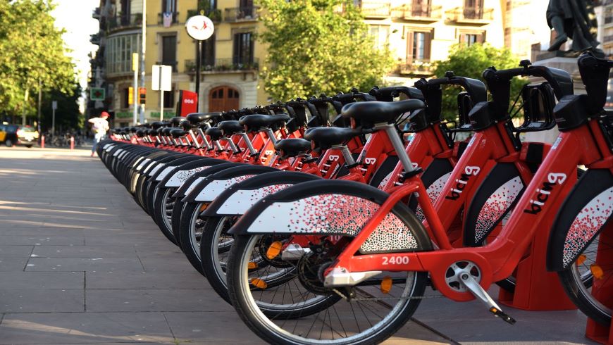 Some red bikes in Barcelona 