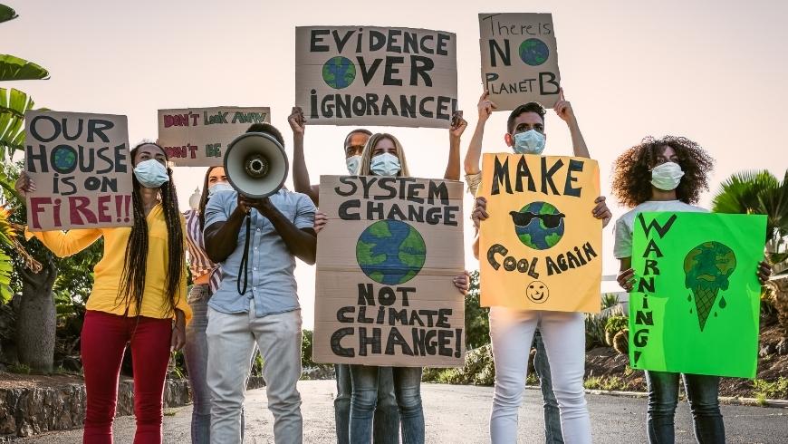 a group of young people protesting against climate change