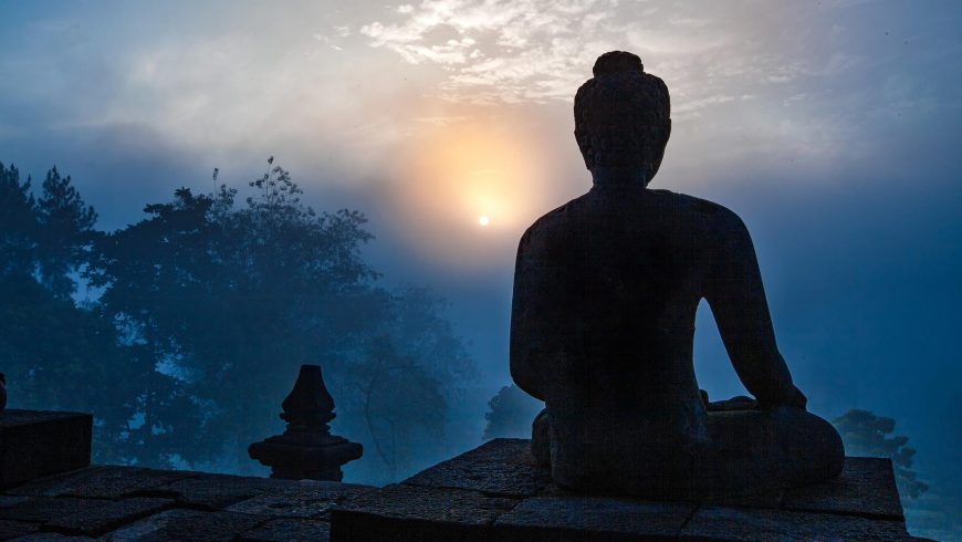 A meditating statue