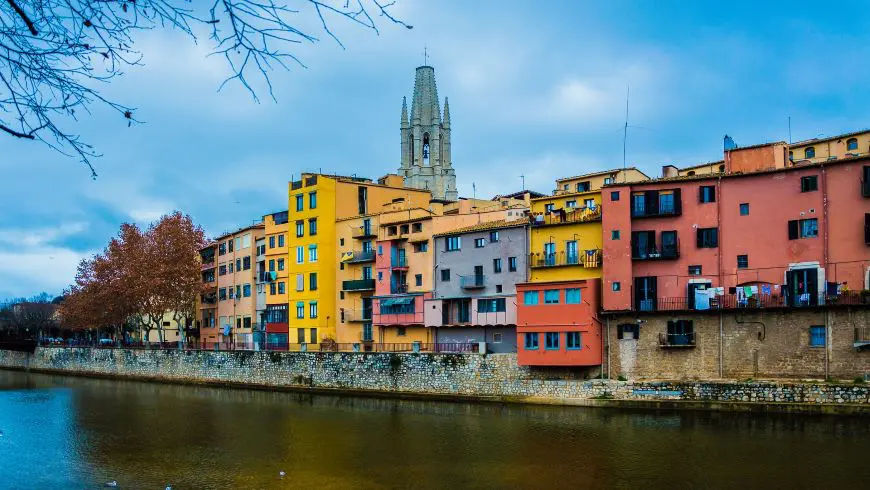 Picture of some colorful houses of Girona