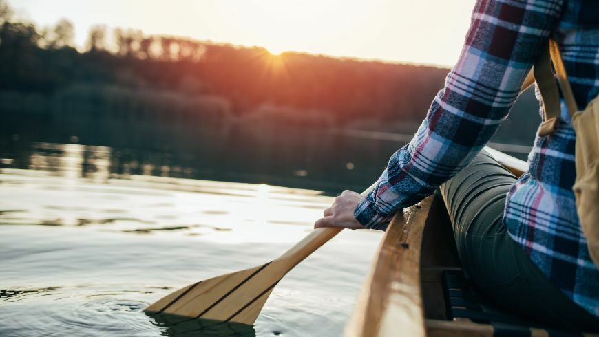 peddling the canoe