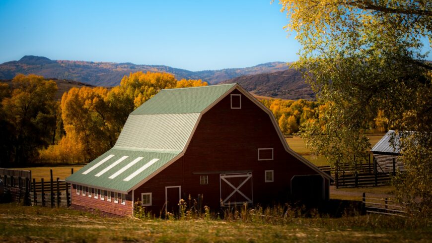Large barn during fall