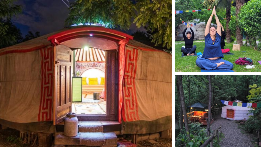 Mongolian Yurt in the middle of nature, where it is possible to practice yoga