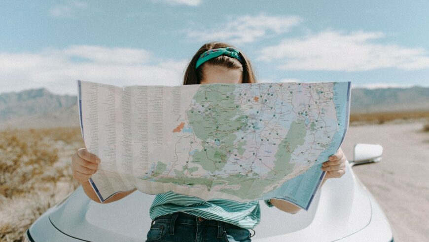  woman looking at the map